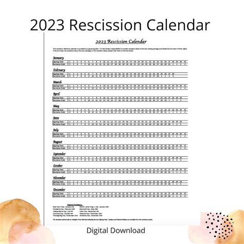 2023 Rescission Calendar
